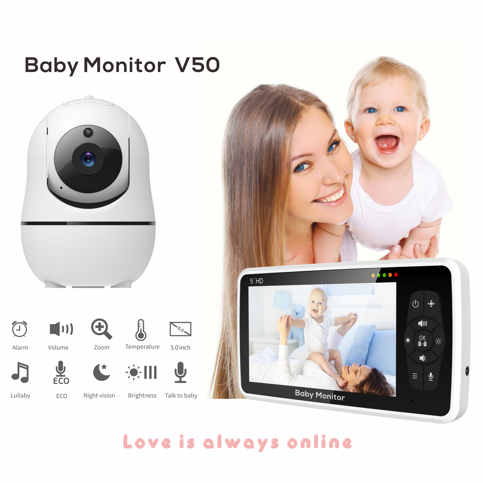 New 5 Inch Video Baby Monitor  - đánh giá và giá Zoom Audio Music