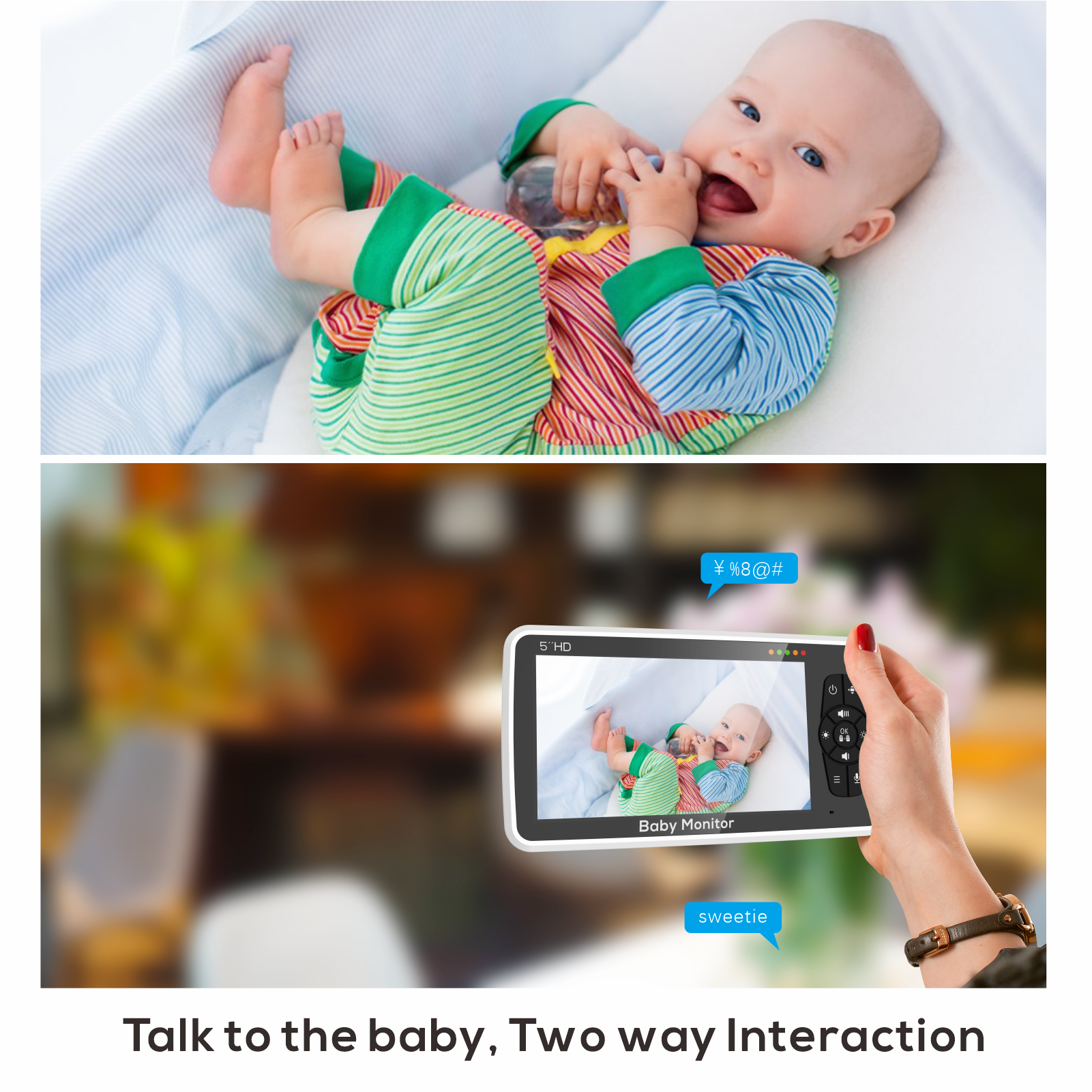 New 5 Inch Video Baby Monitor  - đánh giá và giá Zoom Audio Music